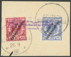 DSWA 7a,8 BrfStk, Kapenousseu, 25.9.02, In Violett Auf Wanderstempel II Auf Briefstück Mit 10 Und 20 Pf., Pracht, Gepr.  - German South West Africa