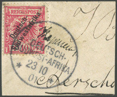 DSWA 7a BrfStk, Kapenousseu, 23.10.01, Handschriftlich Auf Wanderstempel Auf 10 Pf., Minimal Fleckiges Prachtbriefstück - German South West Africa