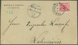 DSWA 3 BRIEF, KHANRIVIER, Handschriftlich Auf Wanderstempel I,12.4.1899, Als Ankunftsstempel Auf Brief Aus OKAHANDJA, Rü - Deutsch-Südwestafrika