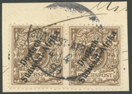 DSWA 1a Paar BrfStk, Khanrivier, 4.4.1899, Stummer Wanderstempel I Auf Waagerechtem Paar 3 Pf. Aus KHANRIVIER, Prachtbri - German South West Africa