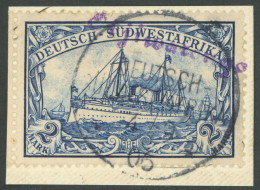 DSWA 21 BrfStk, Otjiwarongo, 4.9.06, Violetter Wanderstempel (Rundschrift) Auf 2 M., Prachtbriefstück - Deutsch-Südwestafrika