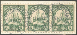 DSWA 12 BrfStk, K.D. FELDPOSTSTATION Nr. 2, 16.9.05, Auf Postkartenabschnitt Mit 3x 5 Pf., Pracht - German South West Africa