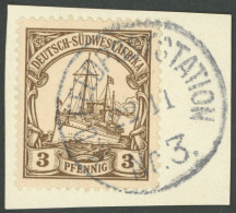 DSWA 11 BrfStk, K.D. FELDPOSTSTATION Nr. 3, 23.11., Auf 3 Pf., Prachtbriefstück - German South West Africa