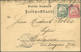 DSWA 12/3 BRIEF, K.D. FELDPOSTSTATION Nr. 3, 8.5.05, Auf Feldpostkarte, Mit 5 Und 10 Pf. Von GOCHAS Nach Belgien, Pracht - German South West Africa