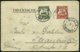 KAMERUN 9,21I BRIEF, 1907, 10 Pf. Dunkelkarminrot, Ohne Wz. Und 5 Pf. Grün, Mit Wz., Auf Leporello (Gruß Aus Kribi) Nach - Kameroen