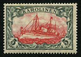 KAROLINEN 22IA , 1915, 5 M. Grünschwarz/dunkelkarmin, Mit Wz., Friedensdruck, Falzreste, Pracht, Mi. 240.- - Caroline Islands