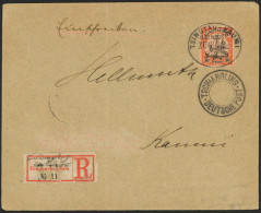 KIAUTSCHOU 10 BRIEF, 1902, 30 Pf. Rötlichorange/rotschwarz Auf Mattgelblichorange Auf Einschreibbrief Mit Bahnpoststempe - Kiautschou