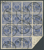 MARSHALL-INSELN V 48d BrfStk, 1896, 20 Pf. Violettultramarin Im 15er-Block Auf Leinenbriefstück, Stempel JALUIT 14.2.96, - Marshall