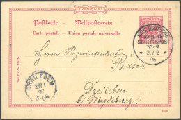 MSP BIS 1914 DR P BRIEF, 2 (BUSSARD), 20.2.96, 10 Pf. Ganzsachenkarte Aus Auckland, Pracht - Schiffahrt