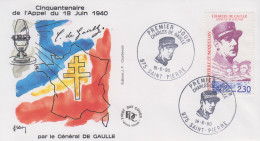 Enveloppe  FDC  1er Jour   SAINT  PIERRE  ET  MIQUELON     Charles  DE   GAULLE   1990 - FDC