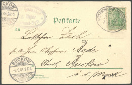 DEUTSCHE SCHIFFSPOST DR70Brief , 1904, HOYERSCHLEUSE MUNKMARSCH SEEPOST Nr. 3 Auf Ansichtskarte Nach Buckow, Büge, Prach - Marittimi