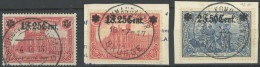 ETAPPENGEBIET WEST 11I,II,12A BrfStk,o , 1916, 1 F. 25 C. Auf 1 M. Und 2 F. 50 C. Auf 2 M., 2 Prachtwerte, Mi. 110.- - Ocupación 1914 – 18