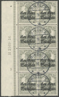 DEUTSCHE POST IN POLEN 6a O, 1916, 21/2 Pf. Dunkelolivgrau, Aufdruck Glänzend, Im Randachterblock Mit Ur-HAN, Seltener S - Bezetting 1914-18