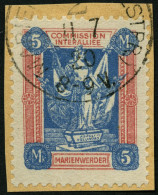 MARIENWERDER 14a BrfStk, 1920, 5 M. Ultramarin/hellrot, Prachtbriefstück, Mi. 120.- - Altri & Non Classificati