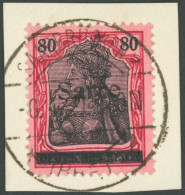 SAARGEBIET 16III BrfStk, 1920, 80 Pf. Karminrot/grauschwarz Auf Mittelgraurot, Type III, Prachtbriefstück, Gepr. Burger, - Other & Unclassified