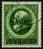 SAARGEBIET 31II O, 1920, 10 M. Bayern-Sarre Mit Abart Fetter Kontrollstrich, Pracht, Gepr. Burger, Mi. 800.- - Otros & Sin Clasificación