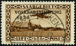 SAARGEBIET 198I O, 1934, 5 Fr. Flugpost Volksabstimmung Mit Abart Blitzableiter Auf Dem Kirchendach, Pracht, Gepr. U.a.  - Other & Unclassified