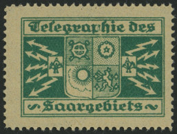 SAARGEBIET , Grüne Vignette Telegraphie Des Saargebiets, Pracht - Other & Unclassified