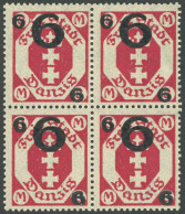 FREIE STADT DANZIG 106b VB , 1922, 6 Auf 3 M. Karminrot Im Viererblock, Postfrisch, Pracht, Mi. 60.- - Andere & Zonder Classificatie
