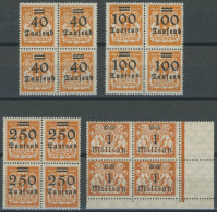 FREIE STADT DANZIG 158-60,163 VB , 1923, 40 - 250 T Und 1 Mio. Auf 10000 M. In Viererblocks, Postfrisch, Pracht, Mi. 294 - Other & Unclassified