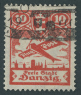 FREIE STADT DANZIG 202II O, 1924, 10 Pf. Flugpost Mit Plattenfehler Komma Oben Links Am Linken Turm, Pracht, Gepr. Erdwi - Sonstige & Ohne Zuordnung