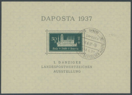 FREIE STADT DANZIG Bl. 1bIII O, 1937, Block DAPOSTA In Schwarzblau Mit Plattenfehler Strich Zwischen S Und T In DAPOSTA, - Altri & Non Classificati