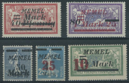 MEMELGEBIET 119-23 , 1922/3, Staatsdruckerei Paris Und Staatsdruckerei Rytas, Postfrisch, 5 Prachtwerte, Mi. 64.- - Memel (Klaipeda) 1923