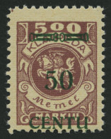 MEMELGEBIET 173BI , 1923, 50 C. Auf 500 M. Graulila, Type BI, Pracht - Memel (Klaïpeda) 1923