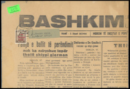 ALBANIEN 3 BrfStk, 1943, 3 Q. Schwärzlichgelbbraun Auf Journal BASHKIM I KOMBIT Vom 28.X.1944 (Albanian Organ Propaganda - Occup. Tedesca: Albania