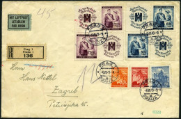 BÖHMEN UND MÄHREN 53/4Zf BRIEF, 1940, Rotes Kreuz Mit Zusatzfrankatur (Mi.Nr. 22,28,40) Auf Einschreib-Luftpostbrief Nac - Cartas & Documentos