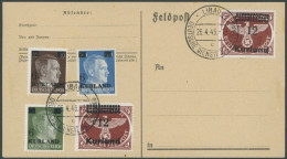 KURLAND 1-4A/B BrfStk, 1945, Freimarken, Beide Zähnungen, Auf Briefstück, Pracht, Mi. 240.- - Occupazione 1938 – 45