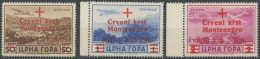 MONTENEGRO 33-35 , 1944, 50 C. - 2 L. Rotes Kreuz, Postfrisch, 3 Prachtwerte, Mi. 180.- - Deutsche Bes.: Montenegro
