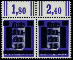 GLAUCHAU 5aDDV Paar , 1945, 15 Auf 6 Pf. Lebhaftblauviolett Doppelaufdruck Im Waagerechten Paar, Ein Wert Mit Abart R In - Correos Privados & Locales