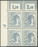 ALLIIERTE BES. 947DZ , 1947, 12 Pf. Dunkelgrautürkis, Obere Linke Bogenecke Mit Druckereizeichen 2, Postfrisch, Pracht - Sonstige & Ohne Zuordnung