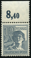 ALLIIERTE BES. 947POR , 1947, 12 Pf. Dunkelgrautürkis, Plattendruck, Oberrandstück, Durchgezähnt, Pracht, Mi. 150.- - Other & Unclassified