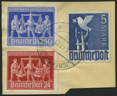 ALLIIERTE BES. 962b BrfStk, 1948, 5 M. Violettultramarin Mit Zusatzfrankatur Auf Briefstück, Pracht, Gepr. Schlegel, Mi. - Sonstige & Ohne Zuordnung