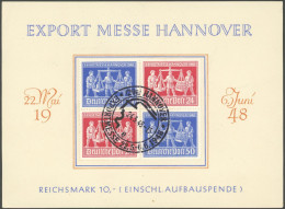 ALLIIERTE BES. VZd 1 BrfStk, 1948, Exportmesse Im Viererblock Auf Schmuckblatt Mit Sonderstempel - Sonstige & Ohne Zuordnung