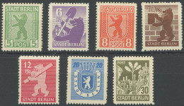 BERLIN UND BRANDENBURG 1-7B , 1945, Berliner Bär, üblicher Durchstich, Postfrischer Prachtsatz, Mi. 180.- - Altri & Non Classificati