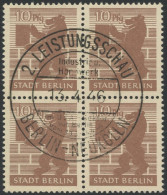 BERLIN UND BRANDENBURG 4Abwbz VB O, 1945, 10 Pf. Hellsiena, Hellchromgelbes Papier, Geriffelte Gummierung, Im Viererbloc - Andere & Zonder Classificatie