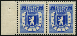 BERLIN UND BRANDENBURG 6AI , 1945, 20 Pf. Lebhaftblau Mit Abart Strich Unten Am L In Berlin, Im Waagerechten Paar Mit No - Sonstige & Ohne Zuordnung