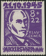 MECKLENBURG-VORPOMMERN 21Us , 1945, 8 Pf. Faschismus, Senkrecht Ungezähnt, Falzrest, Feinst, Gepr. Kramp - Autres & Non Classés