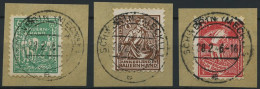 MECKLENBURG-VORPOMMERN 23-25a BrfStk, 1945, Junkerland, Prachtsatz Auf Briefstücken, Gepr. Kramp, Mi. 150.- - Otros & Sin Clasificación