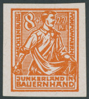 MECKLENBURG-VORPOMMERN 24PIU , 1945, Probedruck: 8 Pf. Lebhaftorange, Gestrichenes Papier, Ungezähnt, Falzrest, Pracht - Other & Unclassified