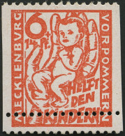 MECKLENBURG-VORPOMMERN 26aUs , 1945, 6 Pf. Lebhaftrötlichorange Kinderhilfe, Senkrecht Ungezähnt, Mit Waagerechter Doppe - Otros & Sin Clasificación