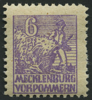 MECKLENBURG-VORPOMMERN 33ye , 1946, 6 Pf. Grauviolett, Graues Papier, Mit Rückseitigem Abklatsch, Pracht, Gepr. Kramp, M - Other & Unclassified