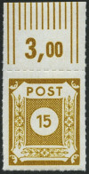 OST-SACHSEN 47bG , 1945, 15 Pf. Lebhaftgelbocker Loschwitz, Oberrandstück, Pracht, Gepr. Ströh, Mi. (600.-) - Autres & Non Classés