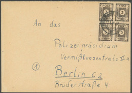 OST-SACHSEN 51atx VB BRIEF, 1946, 3 Pf. Schwarzbraun Im Viererblock Auf Brief Von Meerane Nach Berlin, Pracht, Gepr. Kun - Altri & Non Classificati
