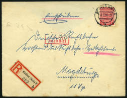 PROVINZ SACHSEN 79Ya BRIEF, 1946, 12 Pf. Dunkelrosarot, Wz. 1Y, Auf Einschreibbrief Aus KOTHEN, Mit Rotem Gebühr-bezahlt - Otros & Sin Clasificación