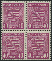 PROVINZ SACHSEN 84Xa VB , 1945, 40 Pf. Dunkellilarosa, Wz. 1X, Im Viererblock, Pracht, Gepr. Ströh, Mi. 160.- - Altri & Non Classificati