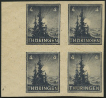 THÜRINGEN 93AYz1U VB , 1945, 4 Pf. Bläulichschwarzgrau, Spargummierung, Dickes Papier, Steigende Papierstreifung, Ungezä - Other & Unclassified